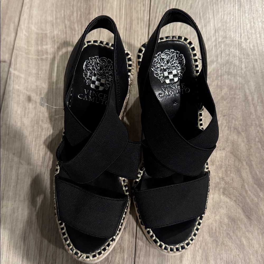 Vince Camuto Black Crisscross Espadrille Sandals